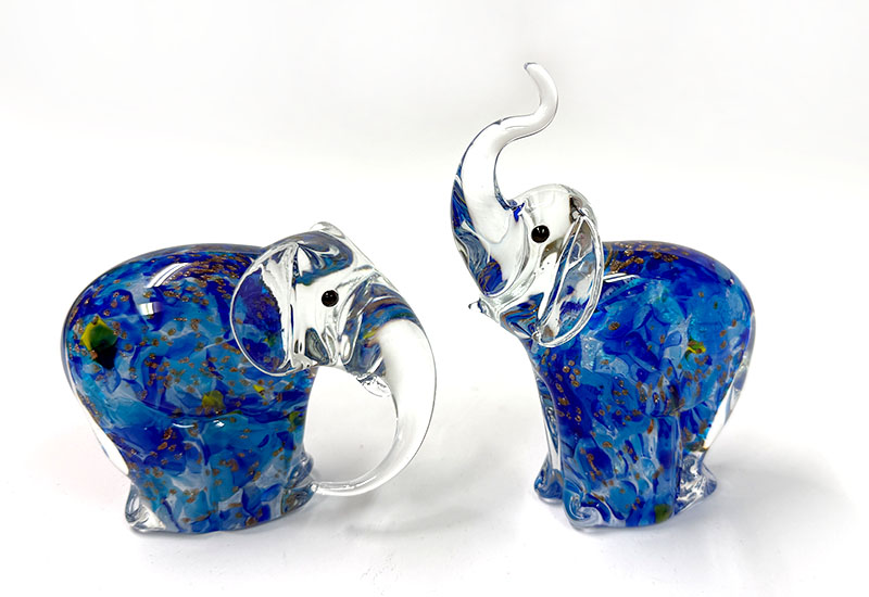 吉象成雙-藍色片 玻璃擺飾